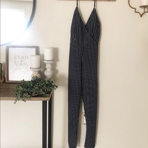 Dark blue/ black and white striped jump suit